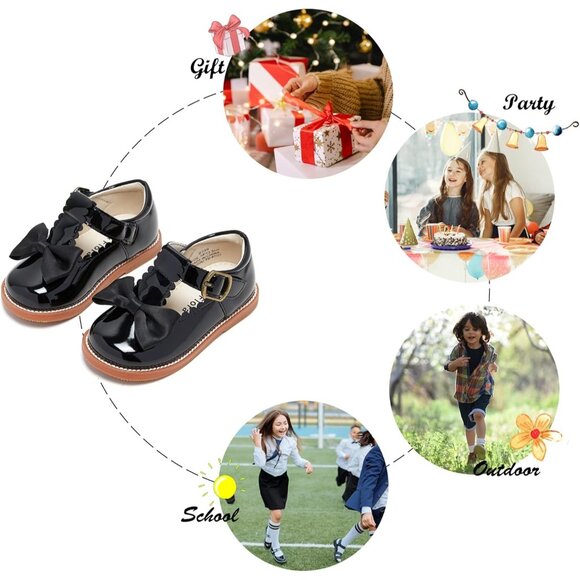 Toddler Little Girl Mary Jane Dress Shoes B366-black - Picture 5 of 6